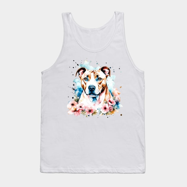 Amstaff - Cute Watercolor Dog Tank Top by Bellinna